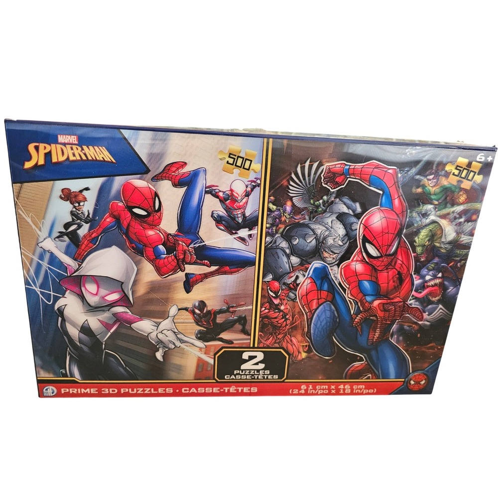 Marvel Spider-Man Prime 3D Puzzles 2 Pack 500 Pieces Each Lenticular 24x18 15363